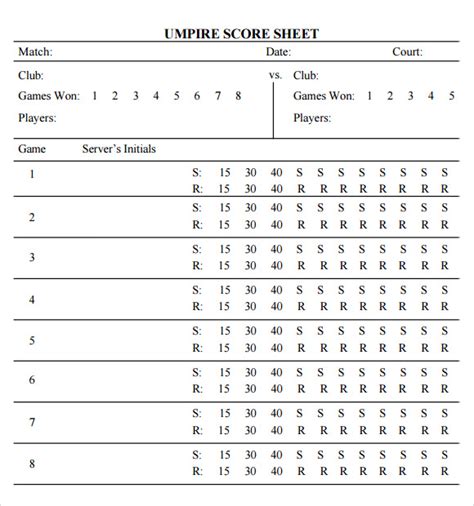 Lawn tennis score sheet pdf .